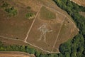 Aerial photo of the Cerne Abbas Giant hill figure in England Royalty Free Stock Photo