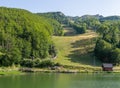 CERRETO LAGHI, ITALY - AUGUST 11, 2019: The ski slopes of Cerreto Laghi but in summer. A cool retreat from the summer Royalty Free Stock Photo