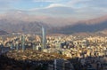 Santiago Chile Aerial View. Smog Aerial Pollution Obscuring the Horizon