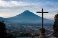 Cerro de la Cruz over Antigua valley opposing volcano Agua Royalty Free Stock Photo