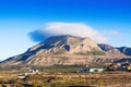 Cerro Jabalcon mount and Lenticular cloud. Spain Royalty Free Stock Photo