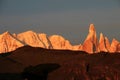 Cerro Torre mountainline at sunrise, Patagonia, Argentina Royalty Free Stock Photo
