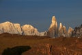 Cerro Torre mountainline at sunrise, Patagonia, Argentina Royalty Free Stock Photo