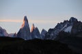 Cerro Torre mountainline at sunset, Patagonia, Argentina Royalty Free Stock Photo