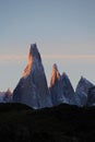 Cerro Torre mountainline at sunset, Patagonia, Argentina Royalty Free Stock Photo