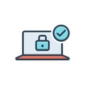 Color illustration icon for certain, privacy and padlock