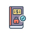 Color illustration icon for Certain, security and book