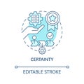 Certainty turquoise concept icon