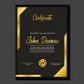 Certificate A4 Luxury Award With Golden Emblem Pin Medal With Luxury Look
