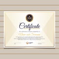 Elegant blue and gold diploma certificate template. Royalty Free Stock Photo