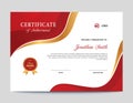 Abstract Red and Gold Waves Certificate