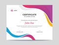 Colored Pink, Purple, Blue and Orange Waves Certificate Design