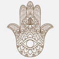 Hamsa hand indian tattoo illustrator template