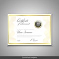 Certificate of achievement - appreciation, completion, graduation, diploma or award with gold waves background. Template Royalty Free Stock Photo