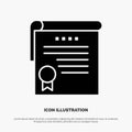 Certificate, Achievement, Degrees, Award Solid Black Glyph Icon Royalty Free Stock Photo