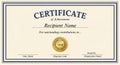 Certificate of Achievement design featuring a beige background with a blue border. The text Royalty Free Stock Photo