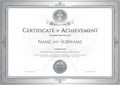 Certificate of achievement template with award ribbon on abstract guilloche background with vintage border style