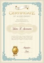 Certificate of Achievement Vintage Frame. Portrait.