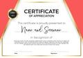 Certificate of appreciation or achievement with award badge. Premium Vector template for awards and diplomas.