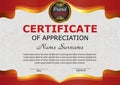 Certificate appreciation. Elegant red template. Reward. Winning