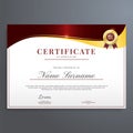 Certificate of appreciation template red and gold color, modern luxury border certificate design with gold badge Royalty Free Stock Photo