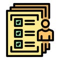 Certificate approved list icon color outline vector