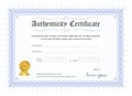 Certificate of authenticity, vector illustration with watermark and stamp Royalty Free Stock Photo