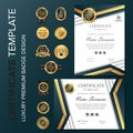 Certificate with badge template vector illustration