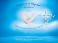 Certificate baptism template with dove and cross with flowers