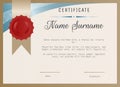 Certificate blank template vector with wax seal stamp. Royalty Free Stock Photo