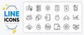 Certificate, Buying house and Delete file line icons. For web app. Vector