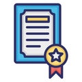 Certificate, certification isolated Vector Icon which can easily modify or edit Royalty Free Stock Photo