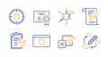 Certificate, Chemical formula and Checkbox icons set. Feather, Survey checklist and Calculator target signs. Vector