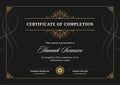 Certificate of completion graduation black diploma degree qualification classic template vector