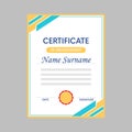 Certificate, completion certificate icon. Graduate certificate. Background image, vector illustration, postcard, poster. Royalty Free Stock Photo