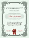 Certificate of Completion Portrait with Floral Ornament Vintage Frame Royalty Free Stock Photo