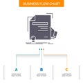 certificate, degree, education, award, agreement Business Flow Chart Design with 3 Steps. Glyph Icon For Presentation Background