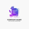 certificate, degree, education, award, agreement Purple Business Logo Template. Place for Tagline