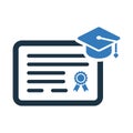 Certificate, degree, graduation icon. Simple flat design Concept