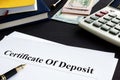 Certificate of deposit and pen in the office Royalty Free Stock Photo