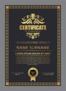Certificate Design. Diploma currency border template. Dark colored gift voucher award background Royalty Free Stock Photo