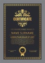 Certificate Design. Diploma currency border template. Dark colored gift voucher award background Royalty Free Stock Photo