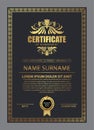 Certificate Design. Diploma currency border template. Dark colored gift voucher award background Royalty Free Stock Photo