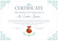 Certificate design template with Thai art frame and 3d red qualified badge