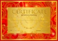 Certificate, Diploma of completion templat, gold background with stars and golden frame.