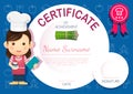 Certificate or diploma cooking chef and restaurant template vector