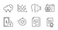 Certificate diploma, Document signature and Snow weather icons set. Face id, Timer and Dot plot signs. Vector