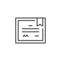 Certificate or diploma line outline icon