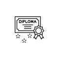 Certificate, diploma, medal icon. Simple line, outline vector of winning for ui