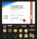 Certificate or diploma retro vintage template with luxury labels Royalty Free Stock Photo